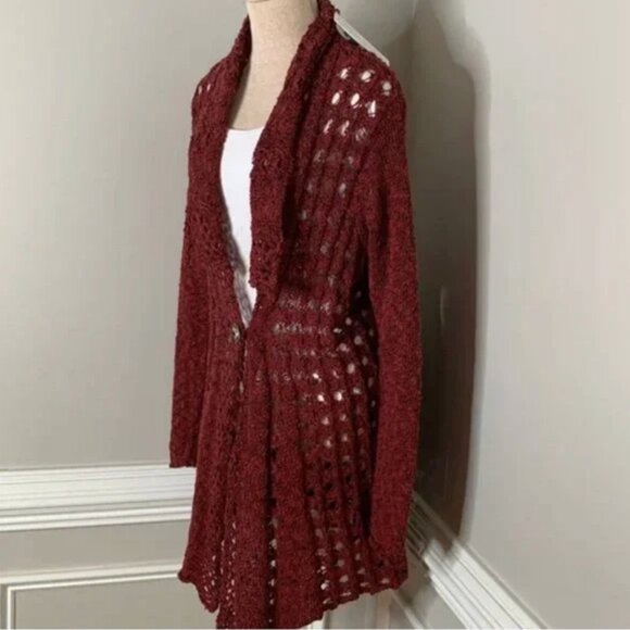 Soft Surroundings Rust Colored Crocheted Long Sleeve Cardigan Size Small - Picture 4 of 12